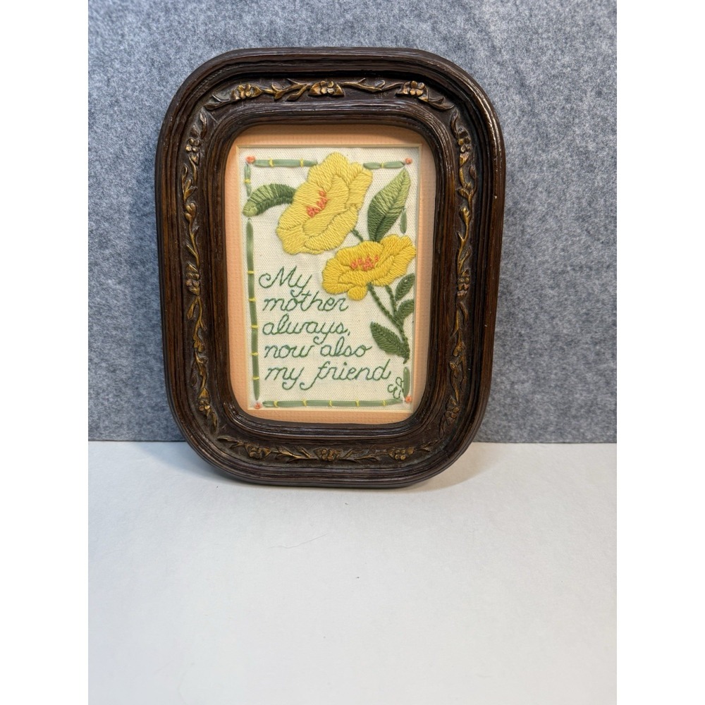 Framed Handmade Mother Blessing Needlepoint in Michaels Ornate Oval Walnut Frame